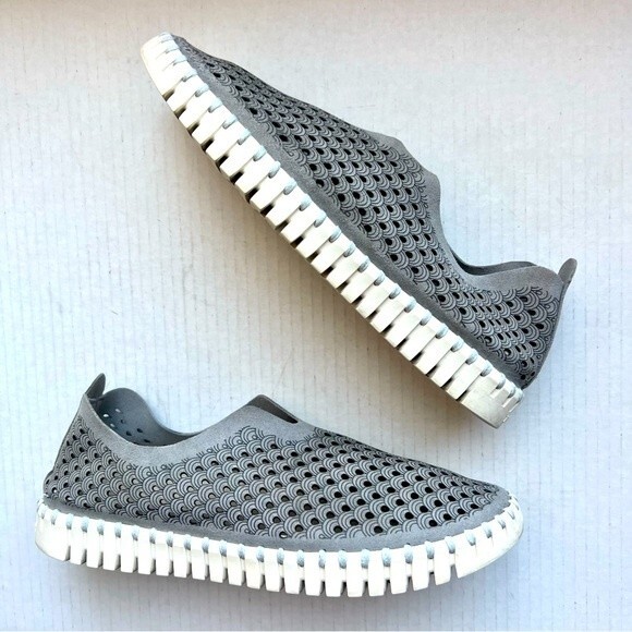 Ilse Jacobsen Gray Tulip Scalloped Slip On Shoes White Sole EU 40 US 9.5 - 10 - Picture 1 of 12